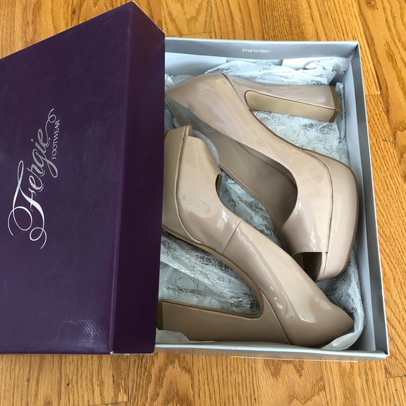 New Fergie Platform Patent Pumps in Nude - Picture 4 of 8